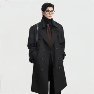 픽호샵 남자 캐주얼 키작남 코트 무릎넘침 트렌치 봄가을 멋쟁이 하프트렌드 꾹3