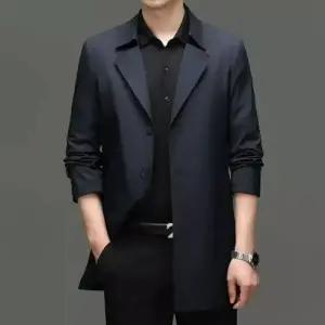 픽호샵 남성 하프 춘추 캐주얼 헨리넥 키작남 트렌치 코트 칼라 꾹3