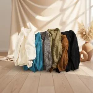 남성 오버사이즈 부드러운 꽈배기 라운드 니트