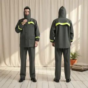 남성용 야외 작업용 방수 후드 레인수트 세트