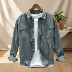 남성 일상 캐주얼 빈티지 코듀로이 셔츠