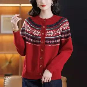 EAMT 여친 춘추 스웨터 쇼트 페어아일 상의 카디건 EUNG3