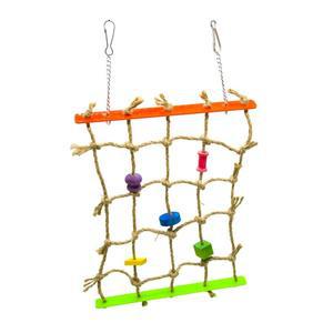 다채로운 나무 블록 새 그물망  앵무새 로프워터기놀이용 대형 걸이식 새장 운동 놀이터  등반용