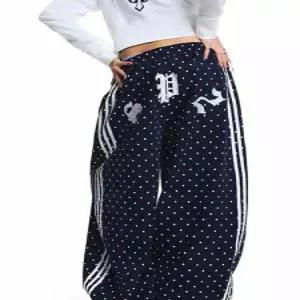 록쉬블몰 팬츠 남성 캐주얼 스포티 도트 자수 트렌드 스트라이프 춘추 와이드 프린트 HO3