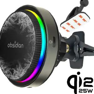 자석 흡착 송풍 냉각 차량 거치대 호환 급속 무선 충전기 25W 에어컨 송풍구