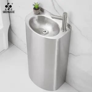 긴다리 세면대 일체형 원형 소형 스탠드 이동식 욕실 탑볼