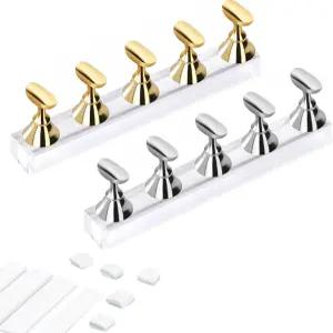 Etercycle 아크릴 네일 디스플레이 스탠드 DIY 크리스탈 홀더 자석 연습 재사용 가능한 퍼티 클레이 포함