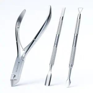 큐티클 푸셔 네일 스크레이퍼 및 젤 리무버가 포함된 수보르나 니퍼 - 매니큐어용 전문 스테인리스 스틸