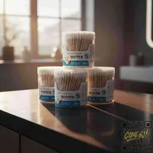 신생아 배꼽소독 면봉 멸균 나무 위생 팝업 케이스 200P 5개