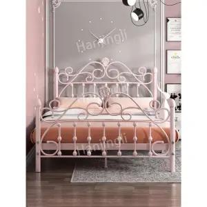 침대헤드 핑크 높은 엔틱침대프레임 퀸 철예 사이즈 공주풍 킹 슈퍼 싱글 침대