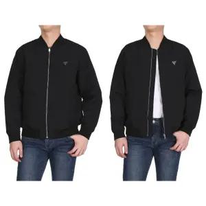 게스 남성 버머 자켓 보머 봄버 남자 데일리 재킷 간절기 노카라 점퍼 블루종 아우터