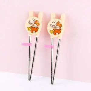 [에이치플러스몰]아기 스테인레스 젓가락 교정 교습 훈련 2p 세트