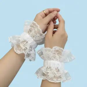 여성 손목 레이스 페이크 소매 레이어드 커프스 프릴 밴딩 덧소매 장식