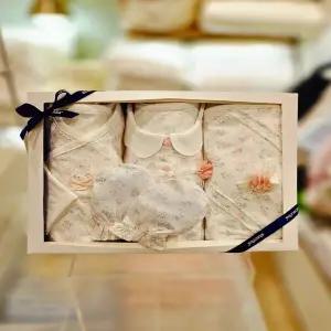 [압소바 의류] 꽃토끼뱀부우주복 속싸개 슈트 손싸개 4종세트 (A1110613L)