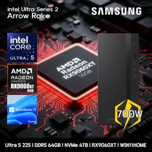 삼성데스크탑 코어 울트라5 RX9060XTS 컴퓨터 DM500THA-U5ABZ-RX9060XTS WIN11 Ultra5-225 64GB SSD4TB