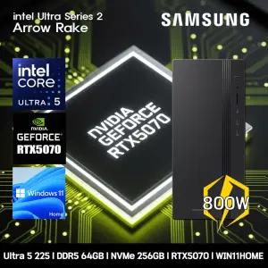 삼성데스크탑 코어 울트라5 RTX5070 컴퓨터 DM500THA-U5ABB-RTX5070 WIN11 Ultra5-225 64GB SSD256GB
