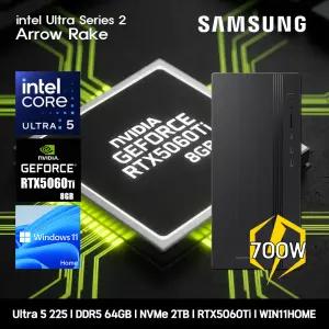 삼성데스크탑 코어 울트라5 RTX5060Ti 컴퓨터 DM500THA-U5ABV-RTX5060Ti WIN11 Ultra5-225 64GB SSD2TB