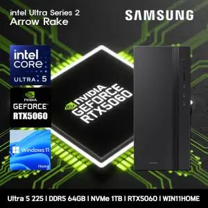 삼성데스크탑 코어 울트라5 RTX5060 컴퓨터 DM500THA-U5ABT-RTX5060 WIN11 Ultra5-225 64GB SSD1TB 고사양