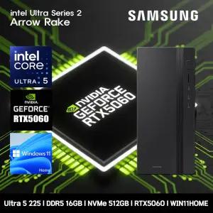 삼성데스크탑 코어 울트라5 RTX5060 컴퓨터 DM500THA-U5ABD-RTX5060 WIN11 Ultra5-225 16GB SSD512GB