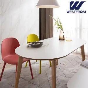 [웨스트프롬] 에스메랄다 1400 원목 타원형 테이블(식탁) + 체어 4개