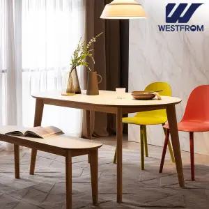 [웨스트프롬] 에스메랄다 1400 원목 타원형 테이블(식탁) + 벤치 2개