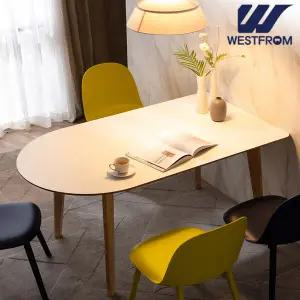 [웨스트프롬] 에스메랄다 1800 원목 반타원 테이블(식탁) + 벤치 2개