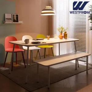 [웨스트프롬] 엘라 1800 화이트 라운드 테이블(식탁) + 벤치 2개