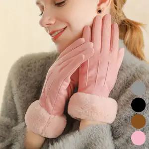 여성 겨울 방한 용품 터치 고급 스웨이드 털 장갑 mUi7+7EMH