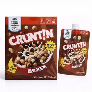 [웰빙창고] 크런틴 크런치볼 단백질쉐이크 파우치 초코맛 50g 20개