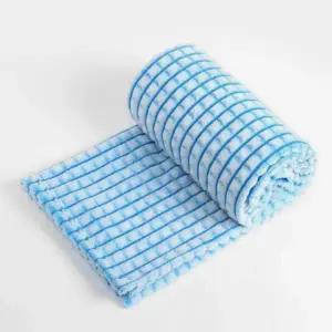 ( )판촉물 모던체크 차량용담요 무릎담요블루 레져 캠핑 극세사 캠핑 학생 모포