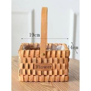 미니 바구니 꽃소녀 라탄 보관 원형 우븐 위한 Q1176819 식물 Kisangel