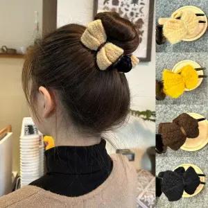 올림머리 집게 머리집게 니트 더블 리본 머리핀 msU3+6Boo