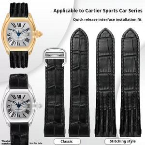 까르띠에 로드스터 시계 밴드 W6206018 악어 질감 가죽 스트랩 남성용 나일론 퀵 릴리스 손목 19mm