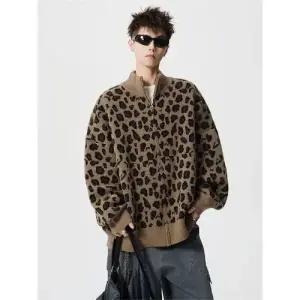 남친 니트 빈티지 캐주얼 카디건 호피 스웨터 커플 OP1