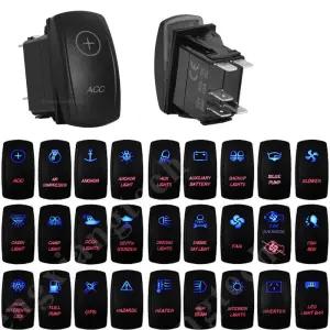 스위치릴레이 방수 5핀 SPST 온오프 로커 스위치 블루 레드 LED 20A12V 10A24V 토글 차량용 트럭 RV 보트용