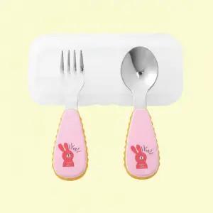 유아 캐릭터 304 스테인리스 수저 포크 세트 케이스 포함 어린이 휴대용 스푼