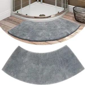 유베네오르토 그레이 섀그 커브드 목욕 러그 샤워 매트 40 x18 미끄럼 방지 극세사 연질 흡수 팬드 기계