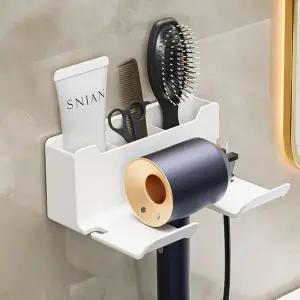 헤어드라이기 거치대 화장실 욕실 수납 벽선반 흰색