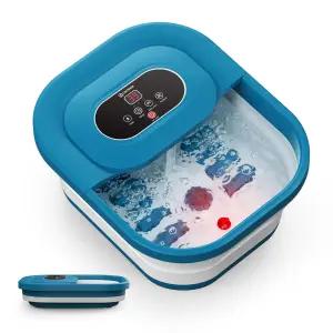 COMFIER 접이식 발 목욕 마사지기 거품이 있는 페디큐어 레드 라이트 부석 및 시아츠 마사지 롤러 휴식과