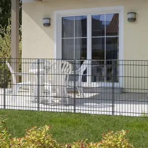 INJOPEXI 장식 금속 정원 울타리 6 패널 11.8피트 (L)×30인치 (H) 야외 5 + 게이트 방청 와이어 1 개 임시