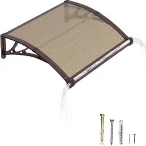 배수구가 있는 문 입구용 차양 외부용 32x40인치 플라스틱 강철 브래킷이 폴리카보네이트 커버 집 현관