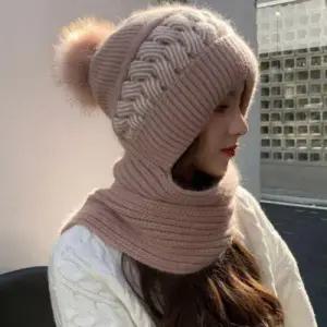 방울 니트 일체형 캐주얼 스타일 코디템 모자머플러 WFFPMHM