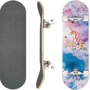 프로페셔널 더블 킥 스케이트보드 31인치 메이플 데크 ABEC-9 베어링 95A PU 휠