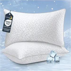 코지시노어 침대 베개 퀸 사이즈 - 측면 등 배 수면을 위한 프리미엄 다운 대체 세트 2종 보송보송한