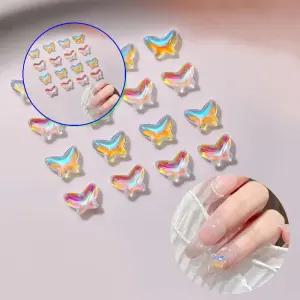 쌍문상회 네일아트 오로라 나비 투명 유리알 스톤 5개입 2종 젤리파츠