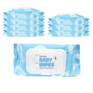 두꺼운 맑음한소끔 엠보싱 캡형 72매 물티슈 8팩 애기 좋은 캡형 물티슈 두꺼운 엠보싱 두툼한