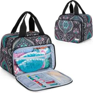 뜨개질 키트용 LoDrid 소형 휴대용 실 보관 가방 액세서리 및 용품용 크로셰 토트 정리함 탱글 프리용