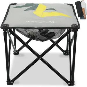 XplrKamp 패딩 캠핑 스툴 18인치 오버사이즈 풋레스트 500파운드 의자 야외 풋스툴 오스만 접이식 수납망