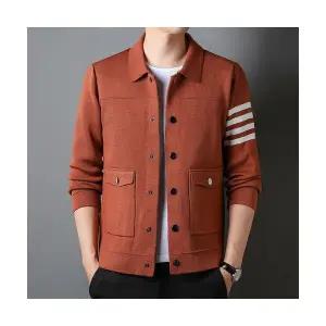 남친 니트 봄 가을 캐주얼 데일리 칼라넥 고급 터틀넥 카디건 스웨터 스트라이프 상의 다올3