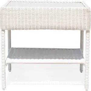 크리카시 파크 메도우 야외 위커 커피 테이블 34인치 HDPE 라탄 파티오 가구 더블 선반 및 그레이 힙스 탑